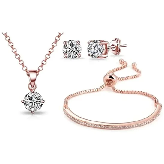 Rose Gold Plated Friendship Set Created with Zircondia