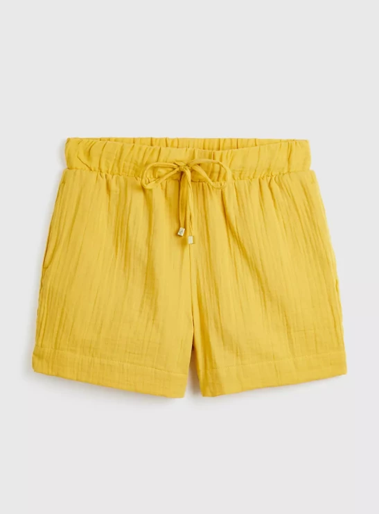 Mustard Yellow Double Cloth Coord Shorts