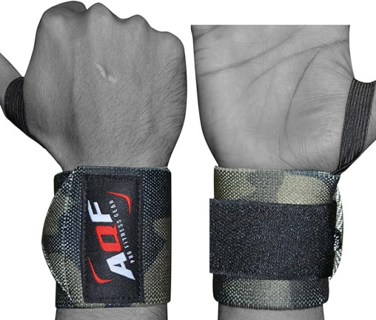 AQF Power Weight Lifting Wrist Wraps Supports Gym Training Fist Straps - Sold as Pair & One Size Fits All