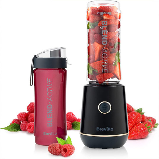 Breville Blend Active Personal Blender & Smoothie Maker 350W 1 Portable Blend Active Bottle (600ml) Leak Proof Lid Black & Gold [VBL251]
