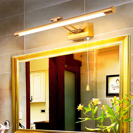 MantoLite LED Bathroom Vanity Light Fixture 12W Cabinet Picture Wall Lights, Indoor Lightings Wall Sconce with Ajustable Arm for Hotel Bedside 3000K Reading Lamp Display Lamps (960LM Brass, 60CM
