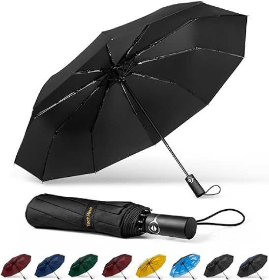 Large Windproof Umbrella, Wind Resistant Compact Travel Folding Umbrellas with 10 Ribs golf umbrella collapsible for Men Women.