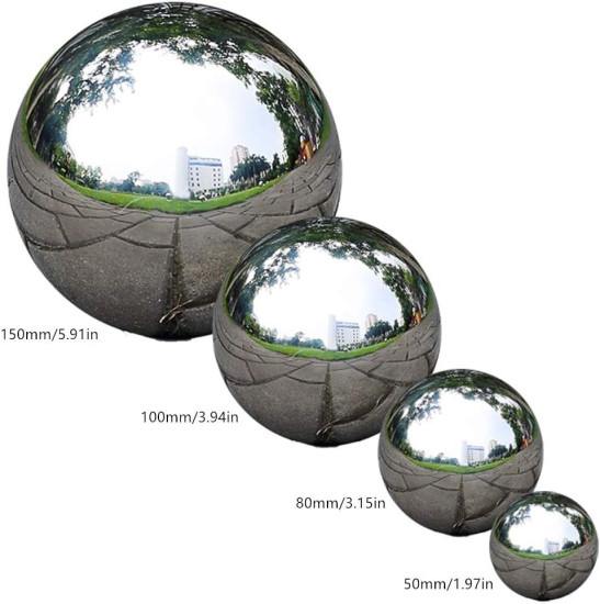 Stainless Steel Gazing Ball,Mirror Polished Hollow Ball Reflective Sphere