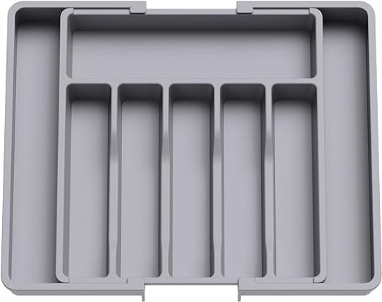 Expandable Utensil Tray for Kitchen, Lifewit Cutlery Drawer Organizers  Large, Grey