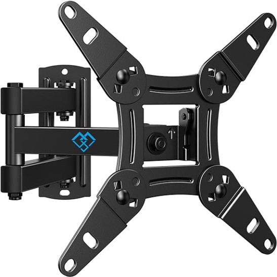 TV Wall Bracket for 13-42 inch TVs, Swivels Tilts PERLESMITH TV Wall Mount for Flat & Curved TV，VESA 75x75mm to 200x200mm up to 20kg