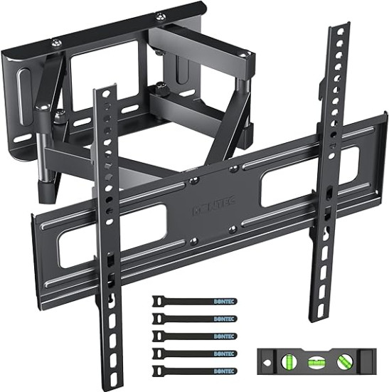 TV Wall Mount for 23-70 Inch LED LCD Flat & Curved TVs, Swivels Tilts Extends Double Arm Full Motion BONTEC TV Wall Bracket, Max VESA 400x400mm