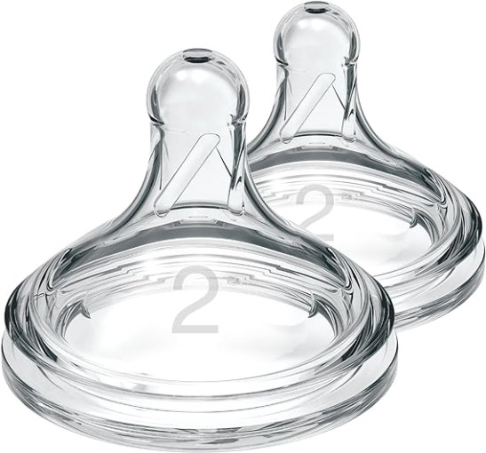 Natural Flow Level 2 Wide-Neck Baby Bottle 100% Silicone Teat, Medium Flow, 3m+, 2-Pack