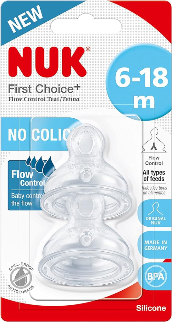 Teats for Baby Bottles | 6-18 Months | Flow Control | Anti-colic Vent |2 Count