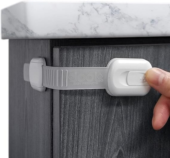 4 Pack Child Safety Strap Locks for Cupboards, Fridge, Cabinets, Drawers, Dishwasher, Toilet