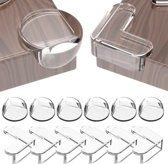 12 pack Corner Protectors for Baby, Thick Table Furniture Edge Protectors for Kids with Strong Adhesion- 6 R and 6 L
