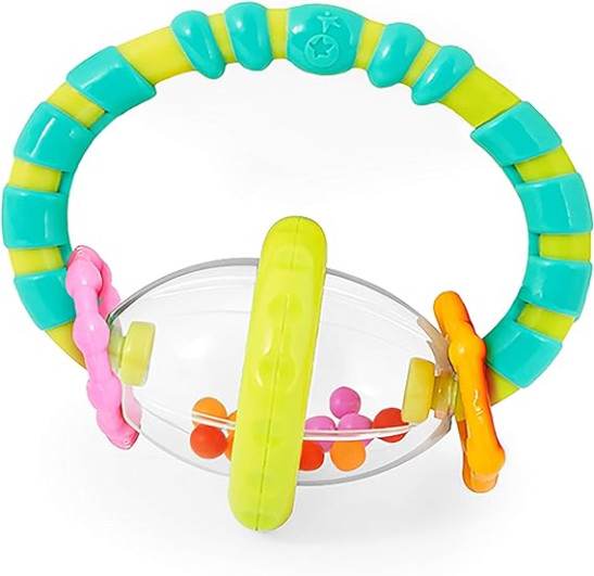 Grab and Spin Baby Rattle and BPA-Free Teether Toy, Ages 3 Months+