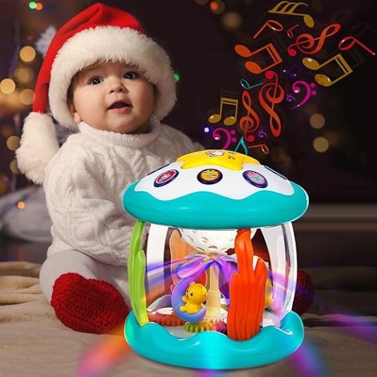 Baby Sound Toys 6-12 Months Musical Toys for 1 Year Old Boys Girls, Rotating Baby Light Up Sound Toys 1st Birthday Gifts for Girls Boys