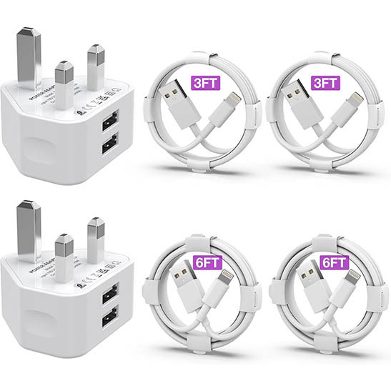 2 Pack USB Plug Adaptor Uk,Multi USB Charger Plug UK 4 Port 3 Pin USB Wall Charg | UK