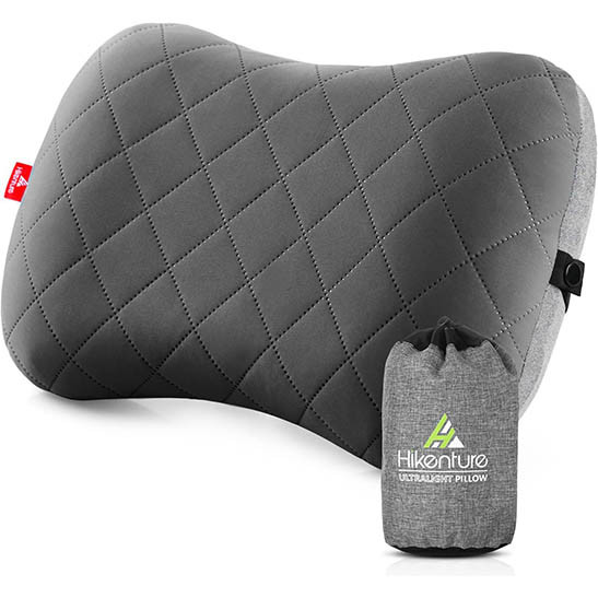 Hikenture Camping Pillow with Removable Cover - Ultralight Inflatable Pillow for Hiking,Backpacking - Upgrade Comfortable Ergonomic Air Pillow for Neck Support - Soft Travel Pillow in Car,Beach,Office
