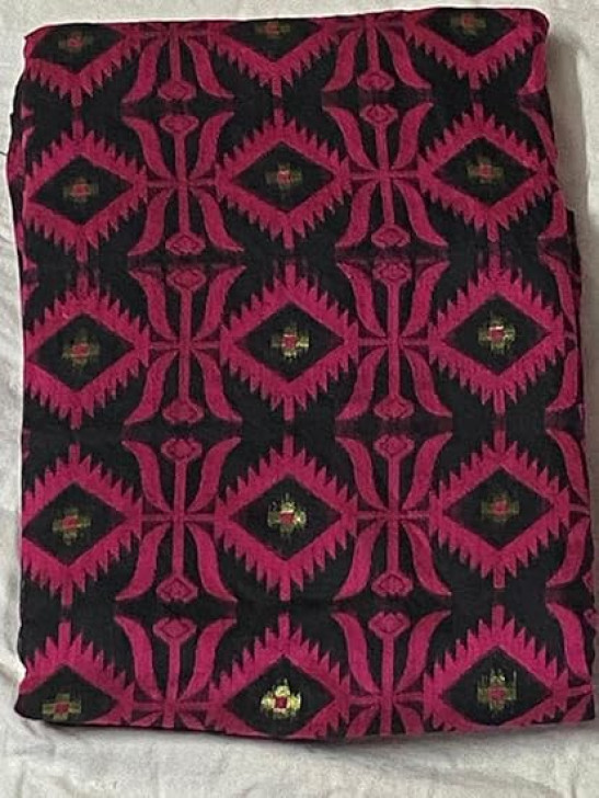 Indian Black Thread Phulkari weaving Jamdani Saree no Blouse Muslim Woman Sari ST