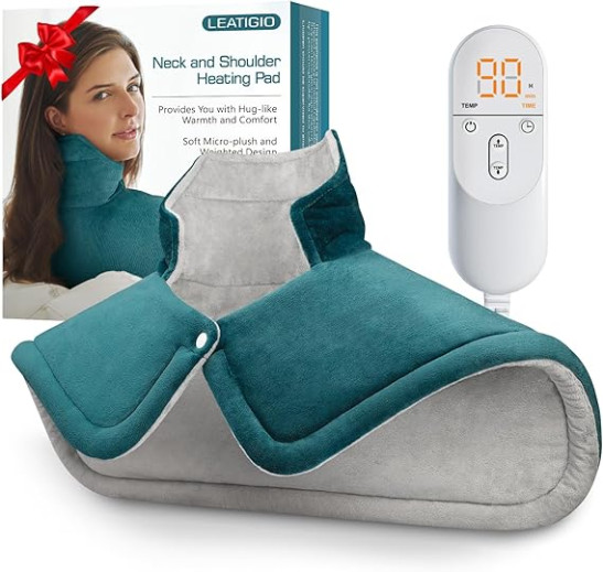 Heating Pad for Neck and Shoulder Pain Relief, Valentines Day Gifts for Her Women Mom Men Him, Weighted Heating Pad for Back 6 Heat Settings Auto Shut Off, Anniversary Birthday Gifts, 17x23inch, Blue