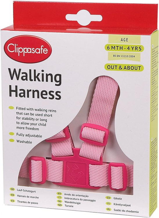Clippasafe Walking Harness and Reins (Pink)