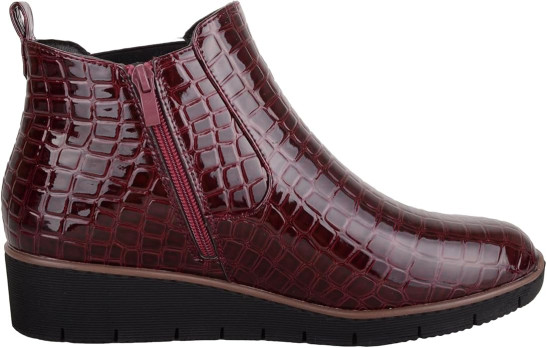 ABSOLUTE FOOTWEAR Womens Faux Patent Leather Wedge Ankle Chelsea Boots with Twin Gusset