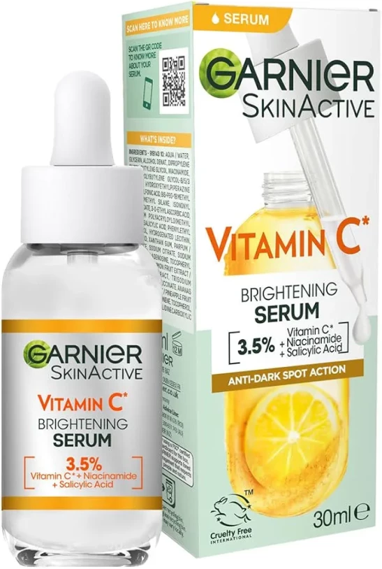 Garnier SkinActive Vitamin C Day Serum, Anti-Dark Spot and Brightening Face Serum for All Skin Types, 30 ml