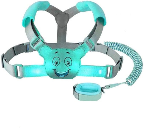 XIAOXIA 3-in-1 Toddler Reins for Walking, Baby Harness Walking Leash, Anti Lost Safety Wrist Link, Safety Backpack with Lock for Kids,Blue,2.5 m