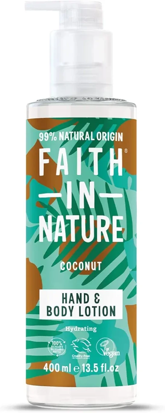 Faith In Nature Natural Coconut Hand and Body Lotion, Hydrating, Vegan and Cruelty Free, No SLS or Parabens, 400 ml