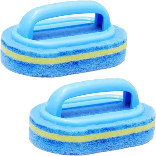 2pcs Household Cleaning Tools Sponge Cleaning Brush With Handle For Daily Use In Kitchen