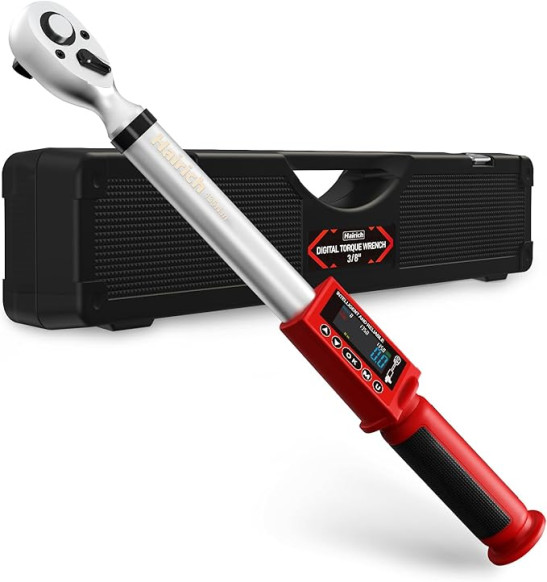 Hairich 3/8 Inch Drive Digital Torque Wrench 5-100FT-LB/0-135N.M, Torque Range Accurate to ±2%,Electric Torque Wrench with Buzzer and LED Flash Notification for Bike/Motorcycle/Auto Repair