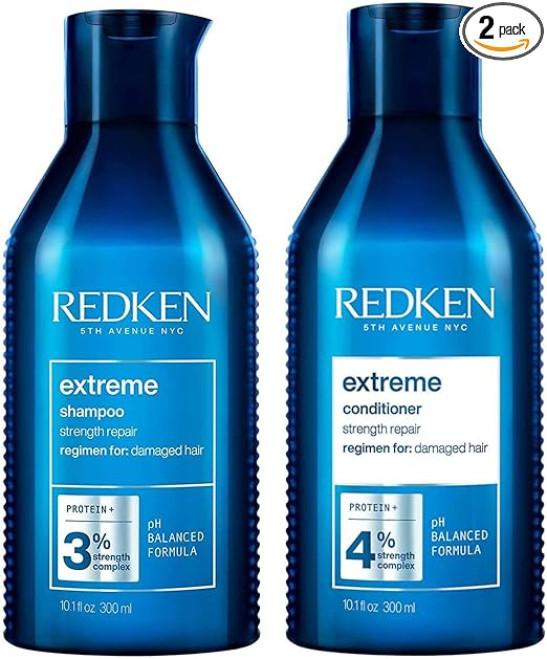 REDKEN Extreme Shampoo and Conditioner, For Damaged Hair, Repairs Strength & Adds Flexibility