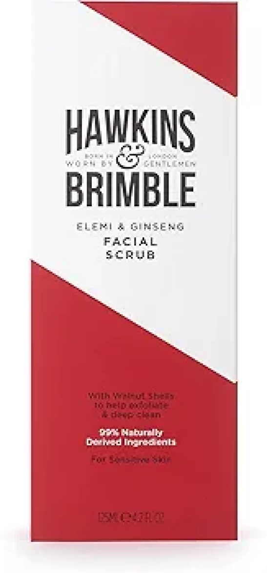 Hawkins & Brimble Mens Facial Scrub 125 ml - Walnut & Almond Pre Skin Face Exfoliator For Men | Pre Shave Lotion (Pack of 2)