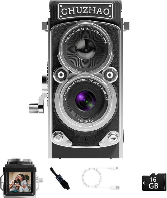 Joytrip Retro Mini Digital Camera - Black - 12MP & 1080P FHD Video - Point-and-Shoot - Digital Camera