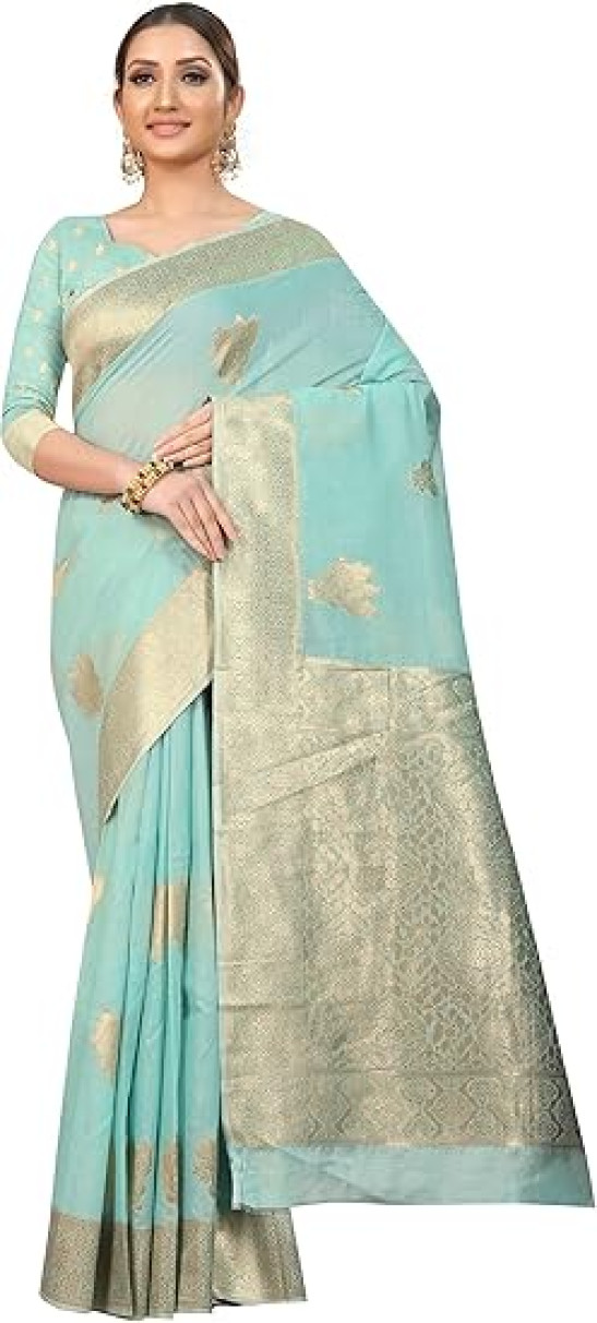 Enthone Pure Cotton Weave Silk Jamdani Saree (CTN_1_BLUE), Teal, FREE SIZE, Teal, One Size