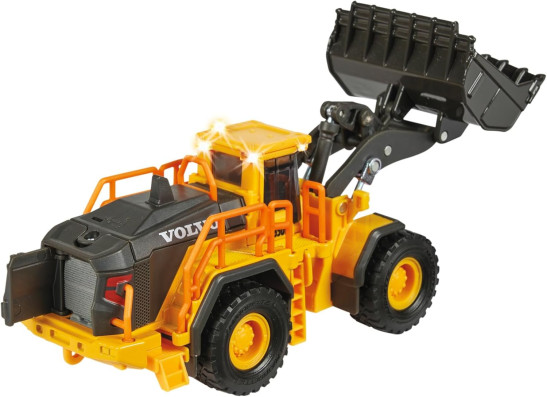 Majorette - Volvo Wheel Loader - Large Construction Site Vehicle for Children Aged 3+ (21.0 x 7.5 x 8.5 cm) - with Large Shovel and Moving Parts, with Light and Sound, Yellow