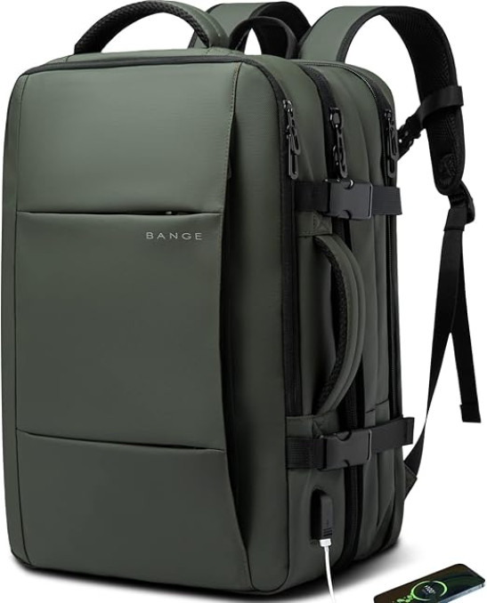 BANGE Travel Backpack,Flight Approved Carry On Backpack for International Travel Bag, Water Resistant Durable 17-inch Laptop Backpacks,Large Daypack Business Weekender Luggage Backpack for Men Women