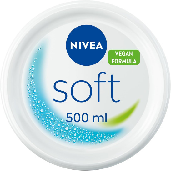 NIVEA Soft Moisturising Cream (500ml), A Moisturising Cream for Face, Body and Hands with Vitamin E and Jojoba Oil, Hand Cream Moisturises Deeply, All-Purpose Day Cream, 500 ml (Pack of 1) white