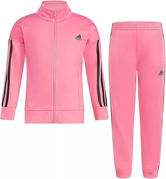 adidas Girls' Zip Front Tracksuit Set Jacket and Jogging Bottoms