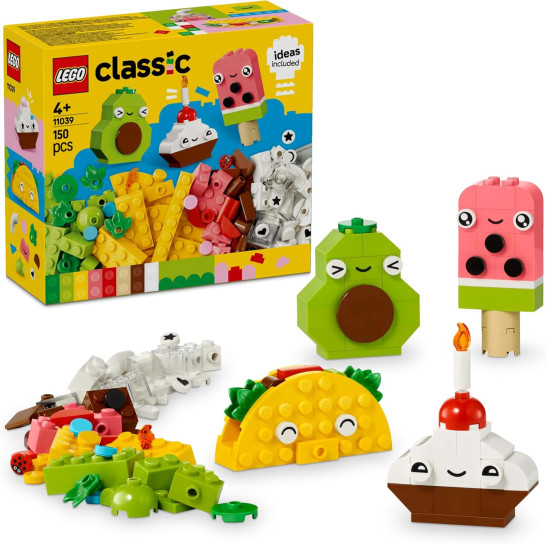 LEGO Classic Creative Food Friends Playset, Creative Role-Play Toy for Boys and Girls, Assorted Bricks to Build a Cupcake, Ice Cream, Avocado & Taco, Building Set for Kids Aged 4 and Over 11039