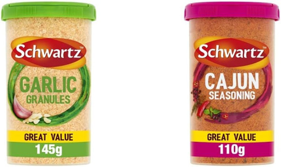 Schwartz Garlic Granules Drum, 145g & Cajun Seasoning Drum, 110g