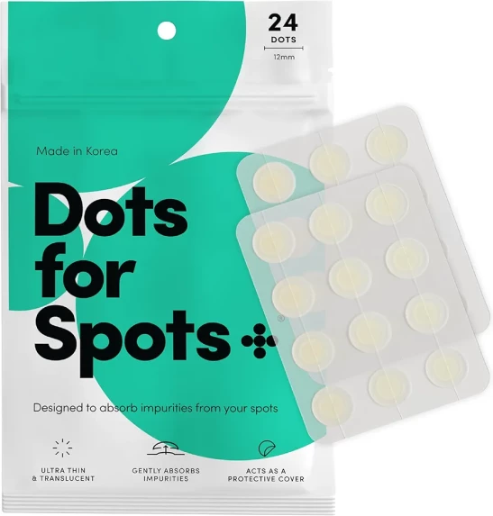 Dots for Spots Acne Patches - Pack of 24 Translucent Hydrocolloid Pimple Patch Spot Treatment Stickers for Face and Body - Fast-Acting, Vegan & Cruelty Free Skin Care