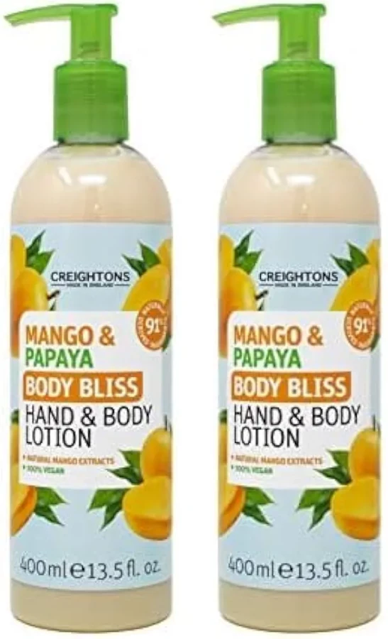 Body Bliss Mango & Papaya Hand and Body Lotion 400ml (Pack of 2)