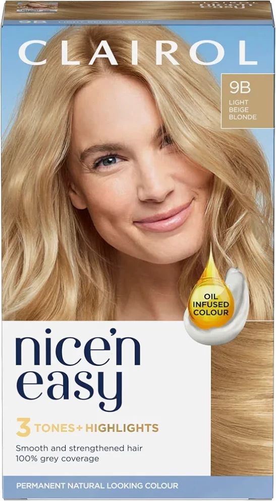 Clairol Nice'n Easy Crème, Natural Looking Oil Infused Permanent Hair Dye, 9B Light Beige Blonde