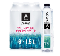 AQUA Carpatica 1.5L x 6 Pure Natural Still Mineral Water - 6-Pack Bottled Water, Virtually Nitrate Free, Low Sodium, Naturally Alkaline, Natural Electrolytes, Premium Multipack 100% Recyclable