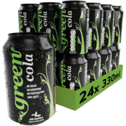 Green Cola - Zero Calorie Sparkling Soft Drinks Bulk Pack 24 Cans x 330ml