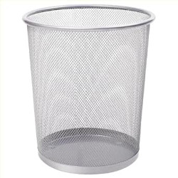 Grey Stainless Steel Mesh Office Bin 1Pk - Waste Paper Bin for Bedroom-Lounge-Under Desk, Durable & Lightweight Basket for Home & Office – Small Waste Paper Bins for Efficient Organization