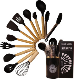 12 Pcs Silicone Cooking Utensils Set with Holder – Heat Resistant, BPA-Free Tools for Non-Stick Cookware – Ideal for Homes, Daily Cooking & Gifting – Black Kitchen Set