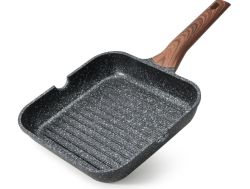 Kordisen Nonstick Griddle Pan for Induction Hob, 24cm Square Grill Pan for Indoor Cooking, Granite Coating Steak Skillet with Pour Spouts, PFOA Free