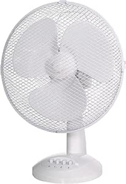 Russell Hobbs 12" Inch, Lightweight, Portable Desk Fan, 3 Speeds, Wide-Angled Oscillation, Powerful Airflow, Quiet Operation, Perfect for Bedroom or Office, White - RHPDF1221